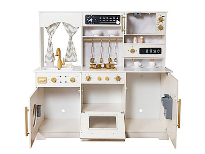 Houten Kinderkeuken – Met Licht, Stoom & Water – Speelkeuken met Gouden Accessoires – Vanaf 3 Jaar