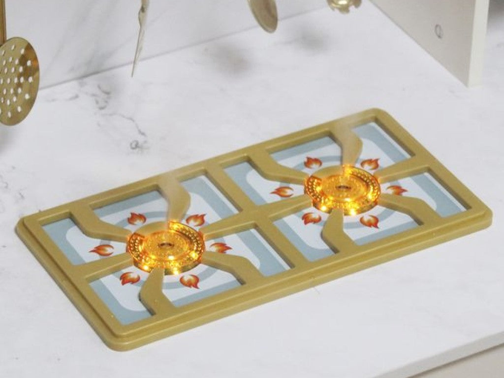 Houten Kinderkeuken – Met Licht, Stoom & Water – Speelkeuken met Gouden Accessoires – Vanaf 3 Jaar