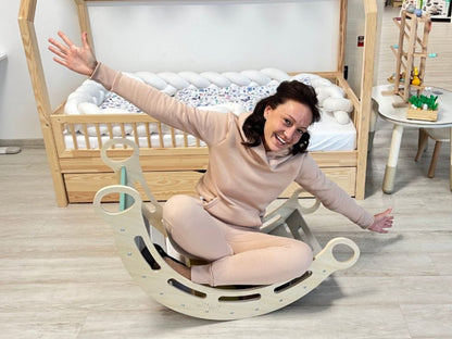 Balançoire en bois Montessori eliNeli 5 en 1 – Jouer et se développer en s'amusant