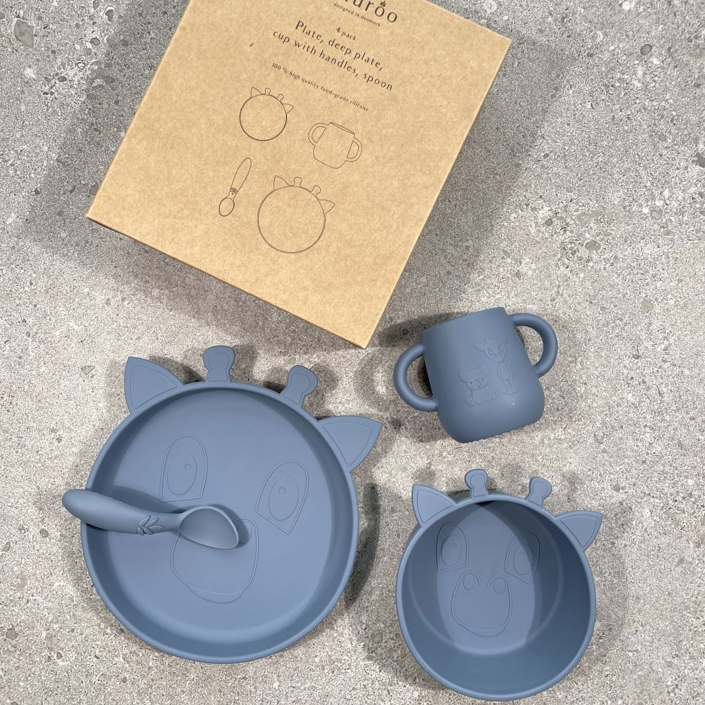Lykke siliconen dinerset 4-pack Giraffe