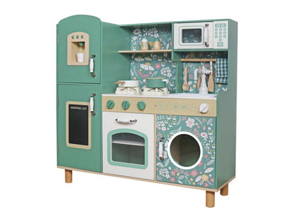 Houten groene Speelkeuken met Licht & Geluid – Educatieve Kinderkeuken met Accessoires – Vanaf 3 Jaar