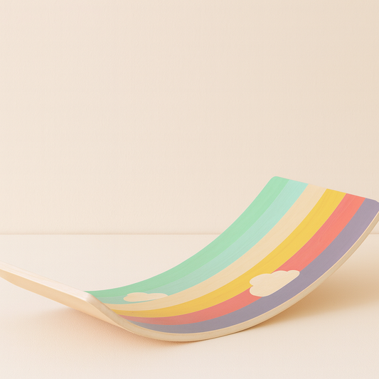 Regenboog Houten Schommel- en Balanceerplank - VOF Snug & Smart